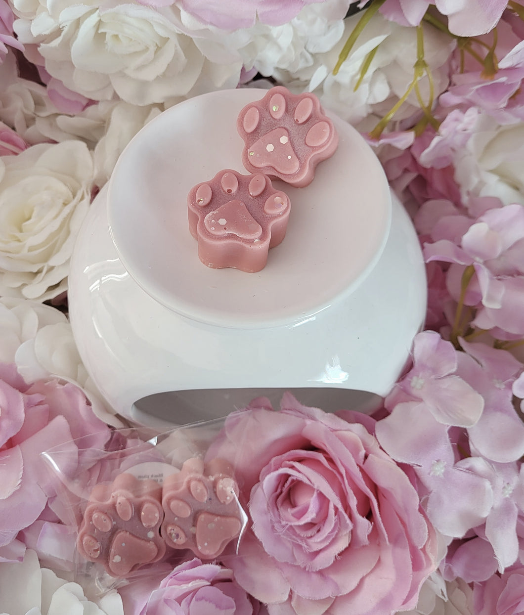 Black plum & Rhubarb Paw print wax melt shapes