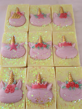 Load image into Gallery viewer, Unicorn decorated wax melt slab / bar shape in the fragrance unicorn dreams
